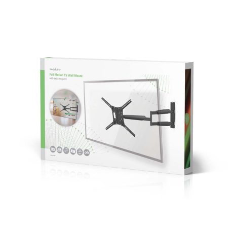 Minden Irányban Mozgatható TV fali tartó | 13 - 86 " | Maximális támogatott képernyő súly: 60 kg | Dönthető | Forgatható | Maximális fal távolság: 70 mm | Maximális fal távolság: 1020 mm | 3 Forgás Pont | ABS / Acél | Fekete