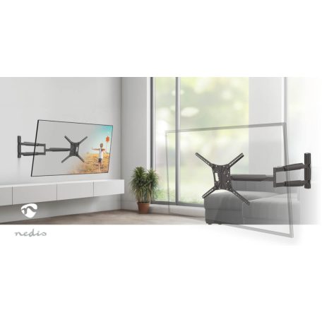 Minden Irányban Mozgatható TV fali tartó | 13 - 86 " | Maximális támogatott képernyő súly: 60 kg | Dönthető | Forgatható | Maximális fal távolság: 70 mm | Maximális fal távolság: 1020 mm | 3 Forgás Pont | ABS / Acél | Fekete