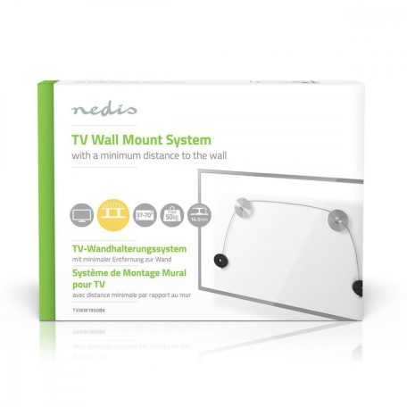 Fix TV fali tartó | 37-70 " | Maximális támogatott képernyő súly: 50 kg | Maximális fal távolság: 14.5 mm | Rögzítő kábel | ABS / Acél | Fekete / Fém