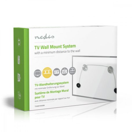 Fix TV fali tartó | 37-70 " | Maximális támogatott képernyő súly: 50 kg | Maximális fal távolság: 14.5 mm | Rögzítő kábel | ABS / Acél | Fekete / Fém