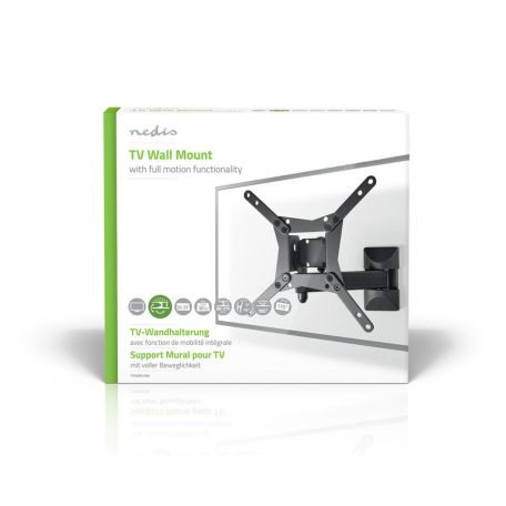 Minden Irányban Mozgatható TV fali tartó | 10 - 32 " | Maximális támogatott képernyő súly: 30 kg | Dönthető | Forgatható | Maximális fal távolság: 68 mm | Maximális fal távolság: 370 mm | 3 Forgás Pont | Acél | Fekete