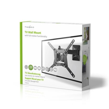 Minden Irányban Mozgatható TV fali tartó | 10 - 32 " | Maximális támogatott képernyő súly: 30 kg | Dönthető | Forgatható | Maximális fal távolság: 68 mm | Maximális fal távolság: 370 mm | 3 Forgás Pont | Acél | Fekete