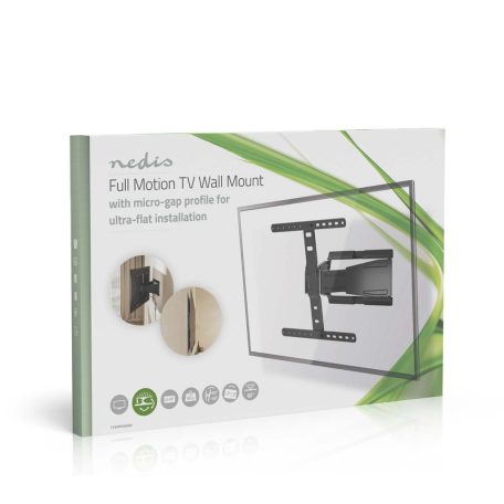 Minden Irányban Mozgatható TV fali tartó | 43 - 90 " | Maximális támogatott képernyő súly: 50 kg | Dönthető | Forgatható | Maximális fal távolság: 19.6 mm | 2 Forgás Pont | ABS / Fém | Fekete