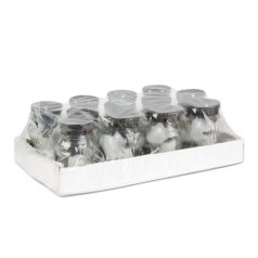 Üveg mécses - fehér üveg - arany antik kupakkal - 16 cm