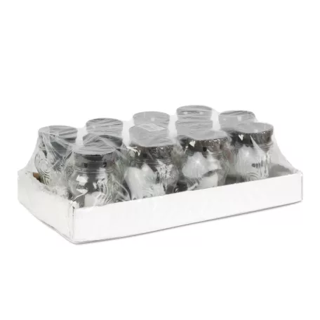 Üveg mécses - fehér üveg - arany antik kupakkal - 16 cm