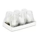 Üveg mécses műanyag kupakkal, "Emlékünkben élsz" - üveg szín: fehér, kupak: arany antik - 24 cm