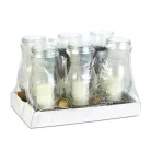 Üveg mécses - műanyag kupakkal, üveg szín: fehér, kupak szín: fekete - arany antik - 28 cm