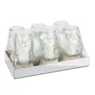 Üveg mécses - műanyag kupakkal - 26 cm - üveg szín: fehér - arany antik