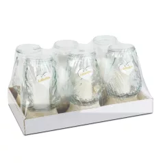   Üveg mécses - műanyag kupakkal - 26 cm - üveg szín: fehér - arany antik