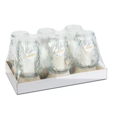 Üveg mécses - műanyag kupakkal - 26 cm - üveg szín: fehér - arany antik