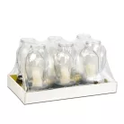 Üveg mécses - műanyag kupakkal, üveg szín: fehér, kupak szín: fekete - arany antik - 31 cm