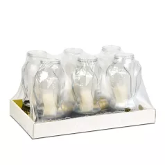   Üveg mécses - műanyag kupakkal, üveg szín: fehér, kupak szín: fekete - arany antik - 31 cm