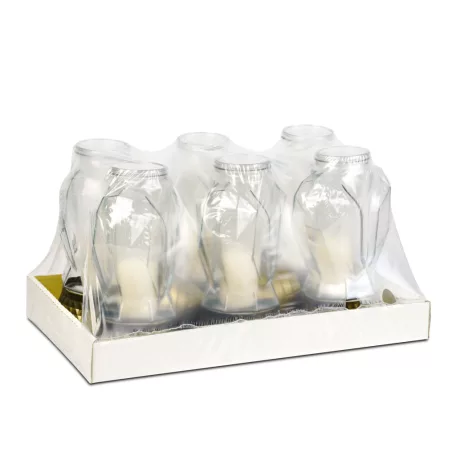 Üveg mécses - műanyag kupakkal, üveg szín: fehér, kupak szín: fekete - arany antik - 31 cm