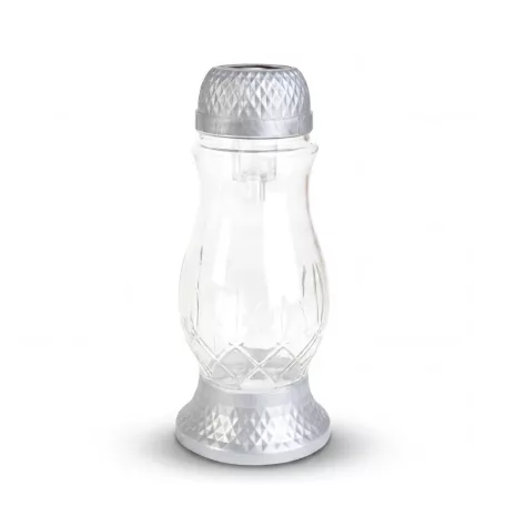 Napelemes üveg mécses műanyag kupakkal - 25 x 10 cm - ezüst - melegfehér LED
