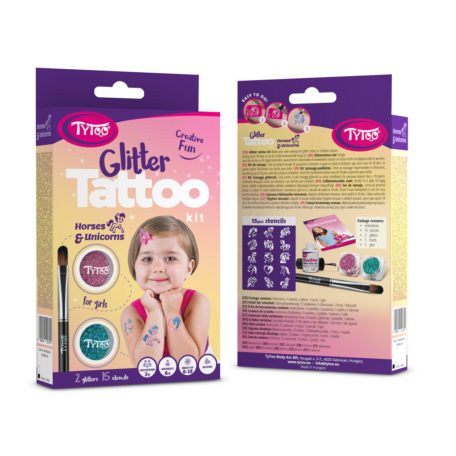 Lovak és unikornisok csillámtetoválás szett