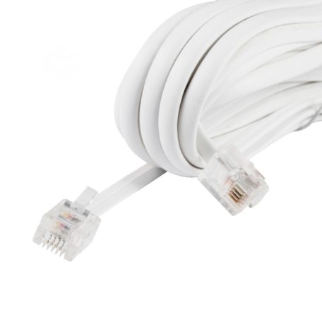 Home T 5-5/WH telefoncsatlakozó kábel, 6P/4C (RJ 11), dugó - dugó, fehér, 5m