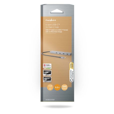 USB hub | 1x USB-C™ 3.2 Gen 2 Male | USB-C™ 3.2 Gen 2 Female with PD 3.0 / 3x USB-C™ 3.2 Gen 2 Female | 4-Port port(s) | USB 3.2 Gen 2 | USB-áramellátású | 10 Gbps