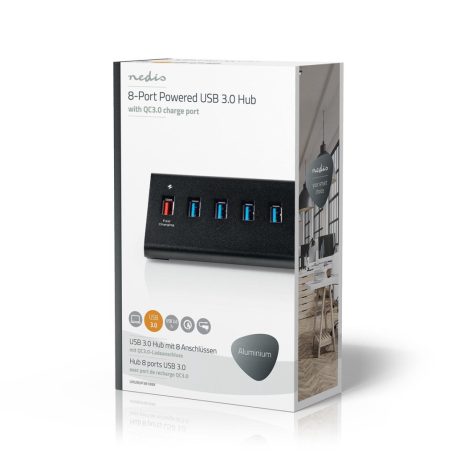 USB hub | USB Micro-B Aljzat | USB-A Aljzat | 8-Port port(s) | QC3.0 / USB 3.2 Gen 1 | Hálózati Áramellátás / USB-áramellátású | 5 Gbps | 8x USB