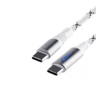 Home USBCC2M100L töltőkábel, USB-C / USB-C, 2 méter, 100W gyorstöltés, töltésjelző LED-sor, szőtt nylon burkolat