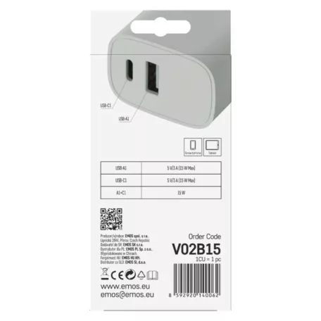 EMOS Univerzális USB töltő BASIC 15 W max.