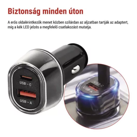 USB autós adapter PD/QC 48 W