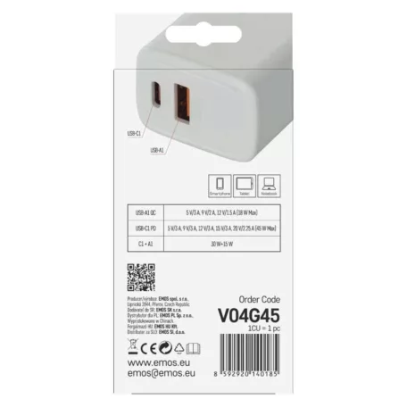 EMOS Univerzális USB töltő GaN PD 45 W max.