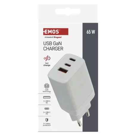 EMOS Univerzális USB töltő GaN PD 65 W max.