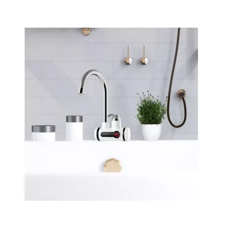 BEWELLO Fali Csatlakozós, Vízmelegítő Csaptelep, LCD Kijelzővel , Ezüst oldalfalra szerelhető csaptelep átfolyós 3000w oldalfali átfolyós vízmelegítő hátsó kiállású