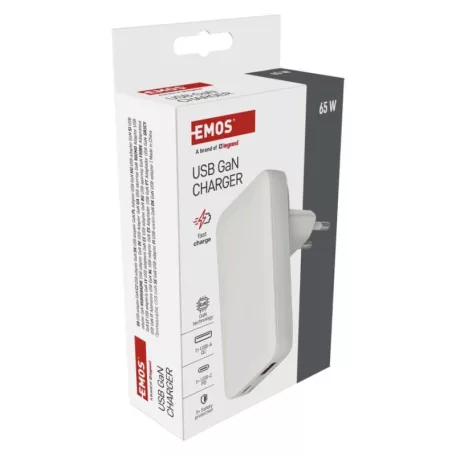 USB hálózati adapter GaN PD 65W, AC + kábel
