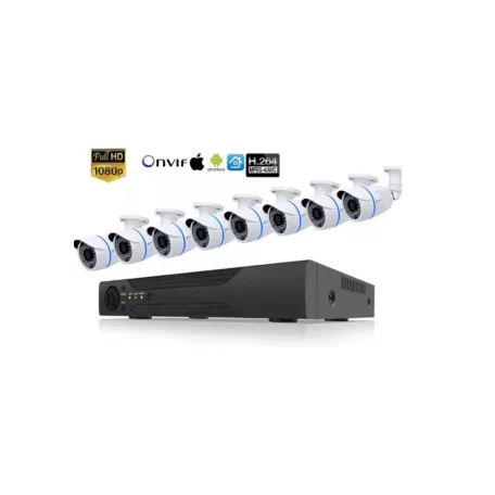 Pro Vision CCTV FULL HD komplett 8 kamerás megfigyelő rendszer Onvif AHD max 1,0MP-s kamera felbontás 8 db Kamerás Rendszer szett nvr  szett 1080p Online éjjellátó térfigyelő kamera rendszer 8-kamerás