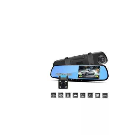 CARGUARD Visszapillantó tükörbe épített tolatókamera 2 kamerás menrögzítő és Tolatókamera FULL HD 1280x720 Autós visszapillantó tükörbe épített esemény rögzítő kamera