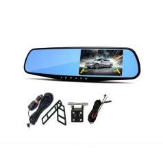   CARLINE Autókamera visszapillantó tükör DVR, fekete, 4,3 hüvelykes TFT HD, dupla felvétel 30 kép / mp, 170 fokos szög, 1080P videó felbontás