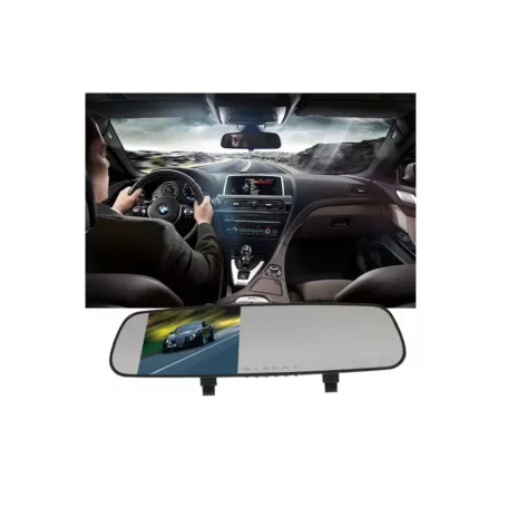 CARLINE Autókamera visszapillantó tükör DVR, fekete, 4,3 hüvelykes TFT HD, dupla felvétel 30 kép / mp, 170 fokos szög, 1080P videó felbontás