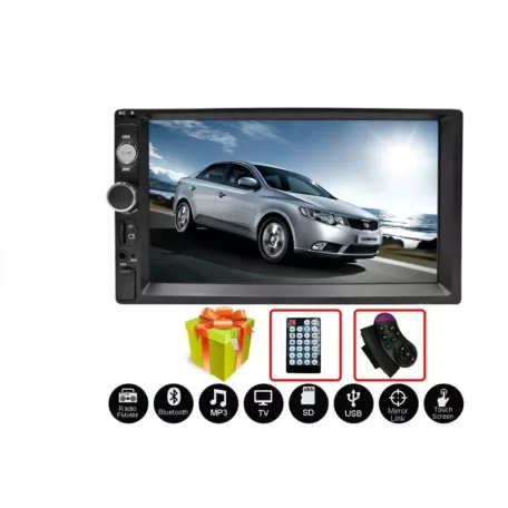 CARLINE 2DIN autórádió multimédiás Fejegység, 2xDIN, 7 LCD, RDS, BT, " tükrözés funkció multimédia lejátszó távirányító, fix 7,0"-os érintőképernyős LCD