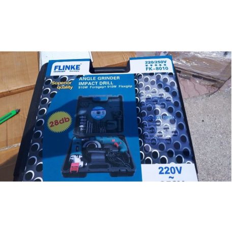 Flinke Superior Quality Hammer impact ütvefúró és sarokcsiszoló 28 részes fúrógép és flex szett 2 db gép + 28 db kiegészítővel FK-8010