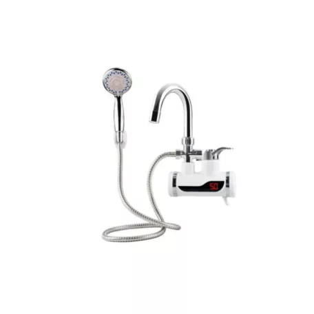 BEWELLO Fali Csatlakozós, zuhanyfejes Vízmelegítő Csaptelep, LCD Kijelzővel , Ezüst oldalfalra szerelhető zuhanyos csaptelep átfolyós 3000w oldalfali átfolyós vízmelegítő hátsó kiállású