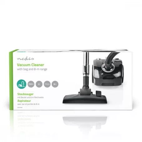 Porzsákos porszívó | Porzsákkal | 700 W | Porkapacitás: 2.0 l | Kombi Kefe | Hatósugár: 8 m | Hepa | Fekete