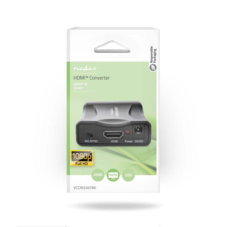 HDMI ™ Converter | HDMI™ Bemenet | SCART Aljzat | 1 irányú | 1080p | 1.2 Gbps | ABS | Fekete
