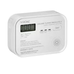   VIRONE DC-3 Szén-monoxid érzékelő CO, 3 x AA, LCD, TEST gomb, fehér
