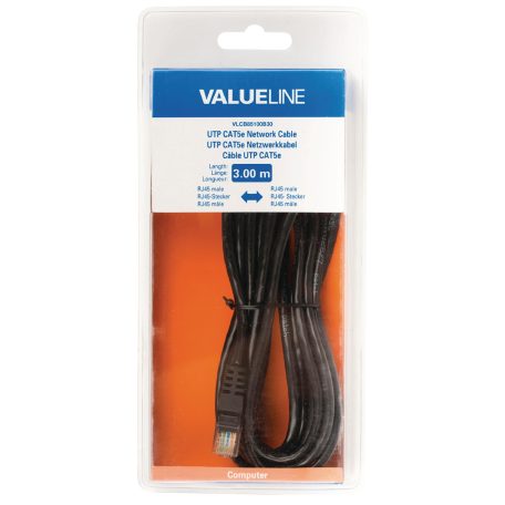 CAT5e UTP Hálózati Kábel RJ45 (8P8C) Dugasz - RJ45 (8P8C) Dugasz 3.00 m Fekete