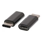 USB 2.0 Adapter USB-C Dugó - USB Micro B Dugó Fekete