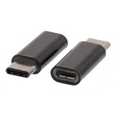 USB 2.0 Adapter USB-C Dugó - USB Micro B Dugó Fekete