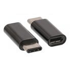 USB 2.0 Adapter USB-C Dugó - USB Micro B Dugó Fekete