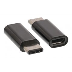 USB 2.0 Adapter USB-C Dugó - USB Micro B Dugó Fekete