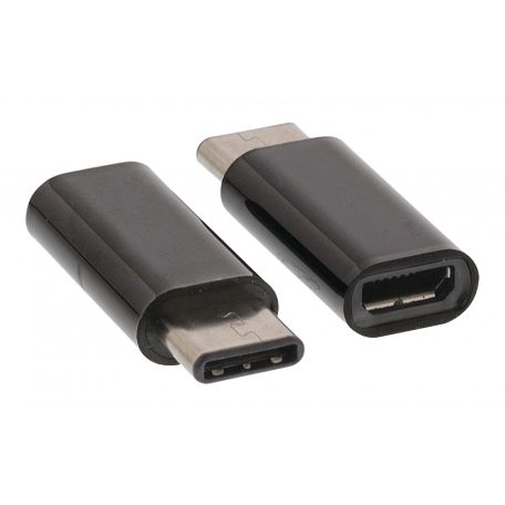 USB 2.0 Adapter USB-C Dugó - USB Micro B Dugó Fekete