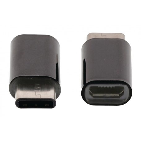 USB 2.0 Adapter USB-C Dugó - USB Micro B Dugó Fekete