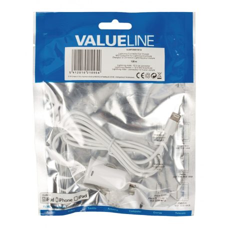 Autós Töltő 2.1 A Apple Lightning Fehér