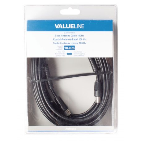 Koax Kábel 100 dB Koax Dugó - Koax Aljzat 10.0 m Fekete