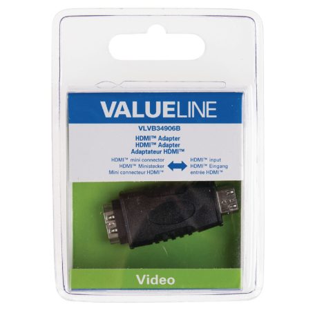 Nagy Sebességű HDMI Adapter Ethernettel HDMI Mini Dugasz - HDMI Aljzat Fekete