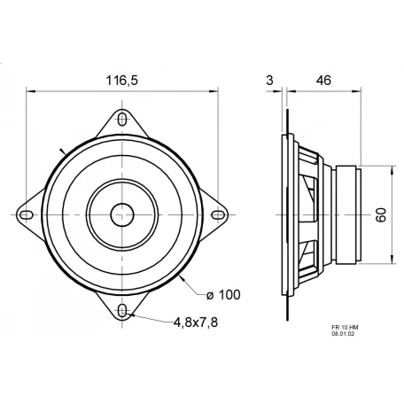 FR 10 HM - 8 Ohm - 10 cm (4") teljes hangsugárzó